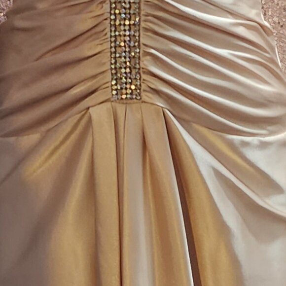 Rhinestone Gold Color Dress - Picture 3 of 5